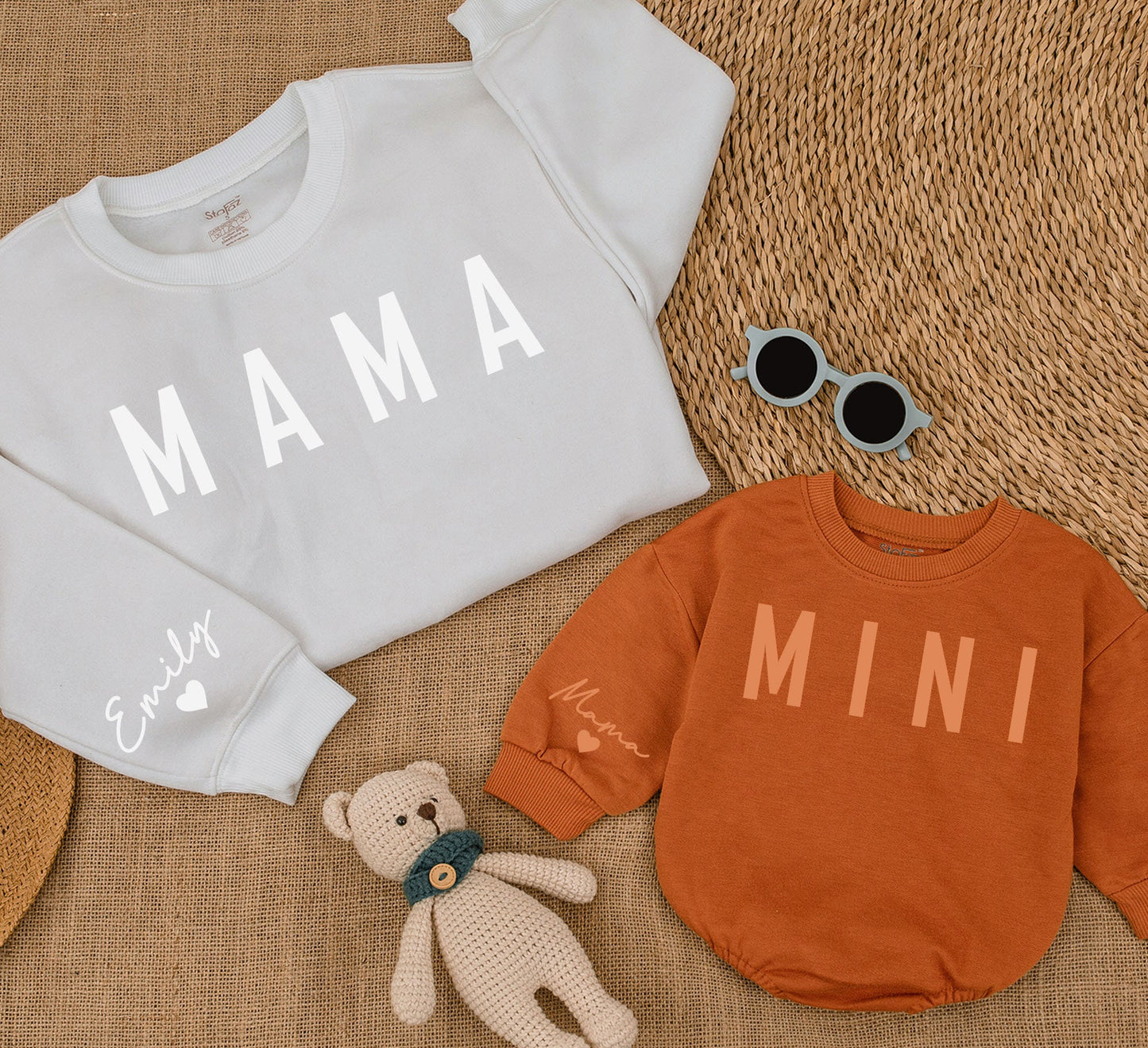 Mama and Mini Matching Sweatshirt Set: "MAMA" & "MINI" Print Mother Daughter Outfits, Girl Mom Gift, Cozy Toddler Sweaters, Winter Style, Casual