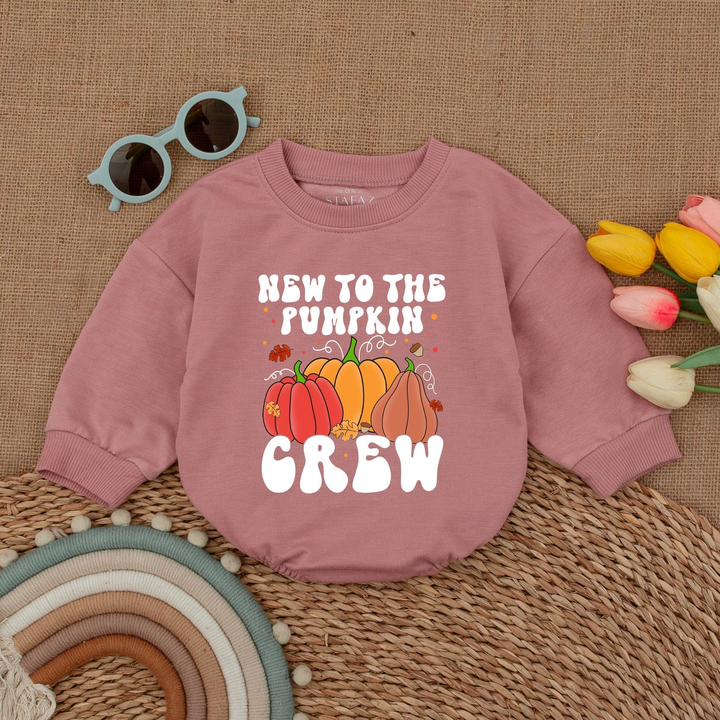 Pumpkin Crew Baby Bodysuit: Fall Outfit & Thanksgiving Gift