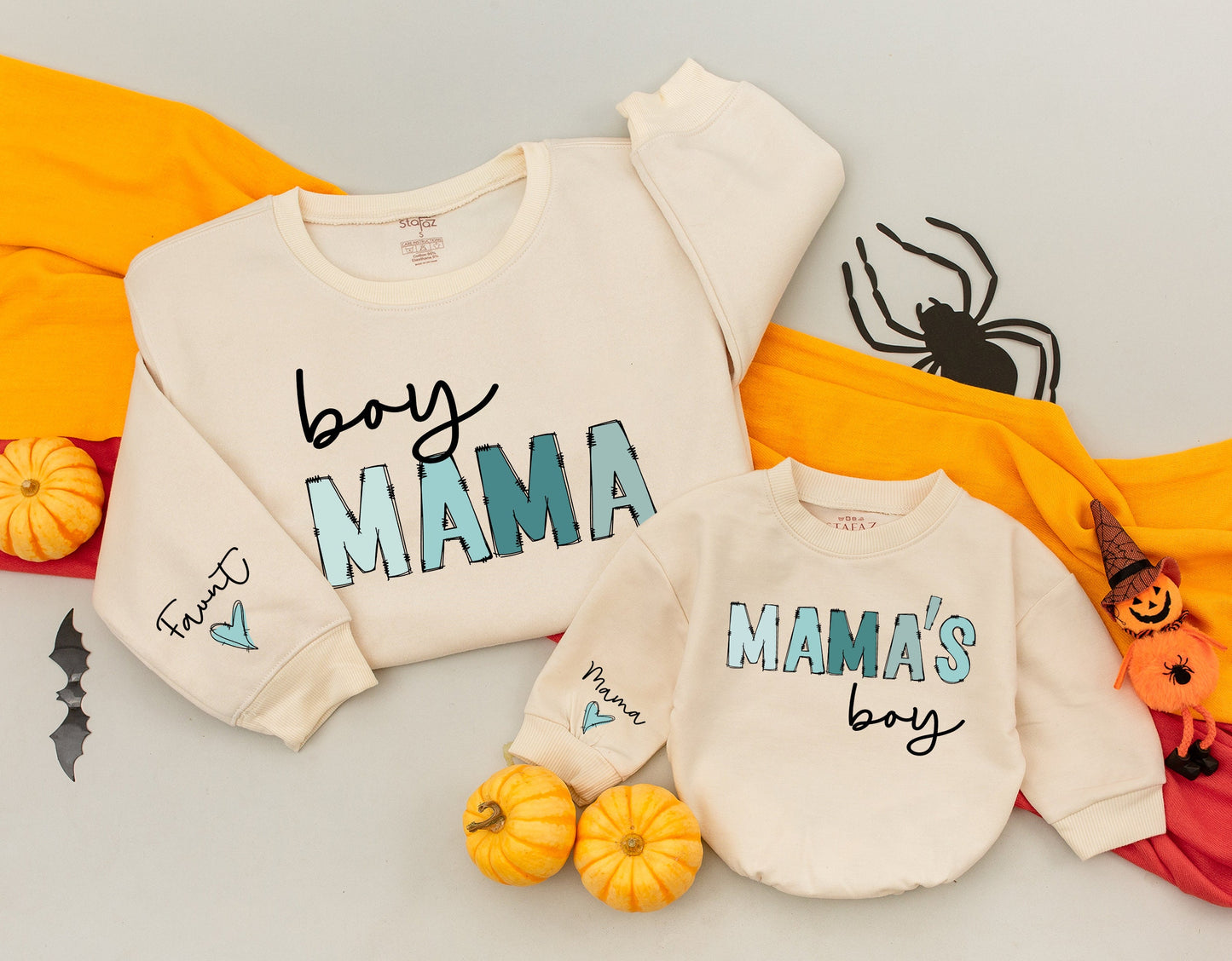 Custom Boy Mama & Mama's Boy Matching Sweatshirt Set for Mom and Baby Cozy Holiday Gift for Her Newborn Outfit