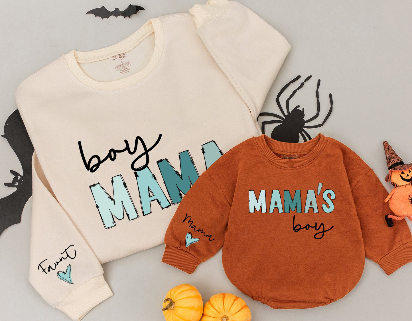 Custom Boy Mama & Mama's Boy Matching Sweatshirt Set for Mom and Baby Cozy Holiday Gift for Her Newborn Outfit