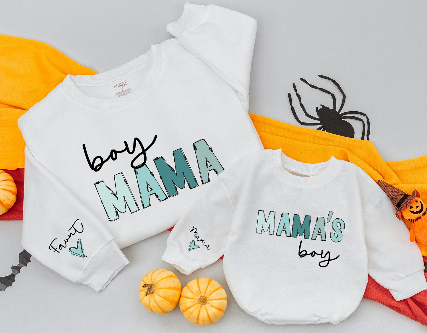 Custom Boy Mama & Mama's Boy Matching Sweatshirt Set for Mom and Baby Cozy Holiday Gift for Her Newborn Outfit