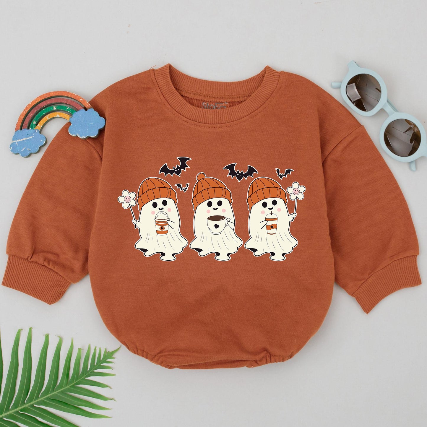 Baby's Spooky Pumpkin Ghost Romper - First Halloween Outfit Gift