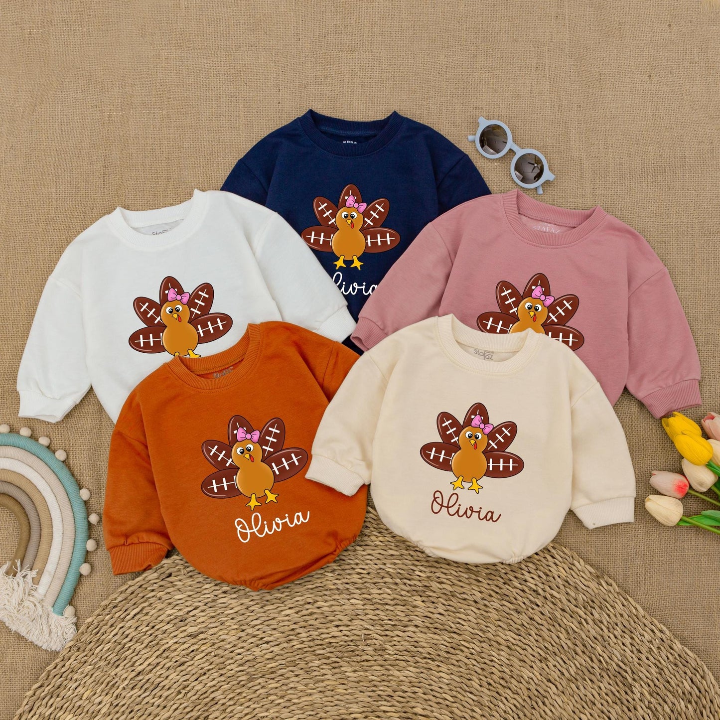 Thanksgiving Football Romper for Baby, Fall Outfit, First Thanksgiving