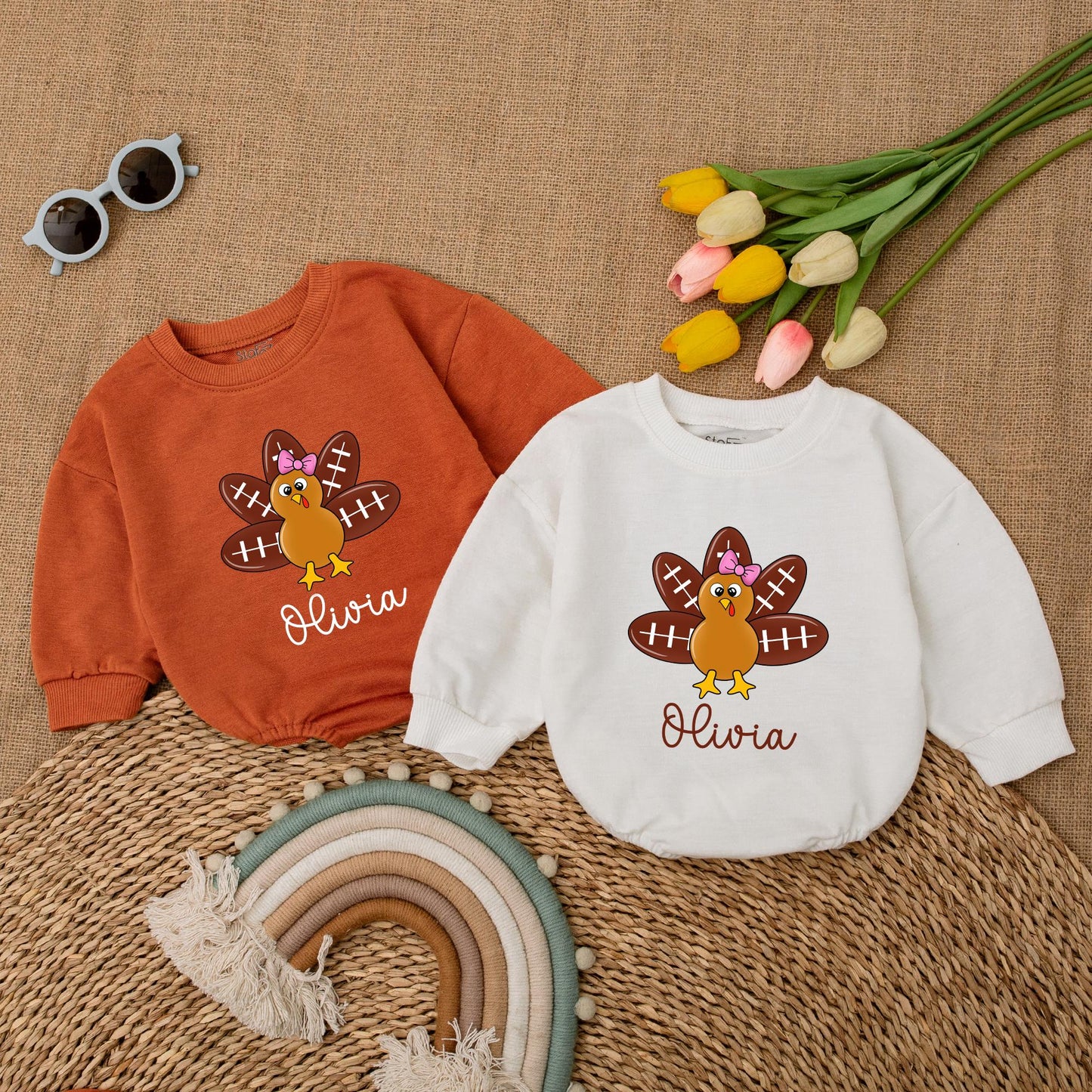 Thanksgiving Football Romper for Baby, Fall Outfit, First Thanksgiving