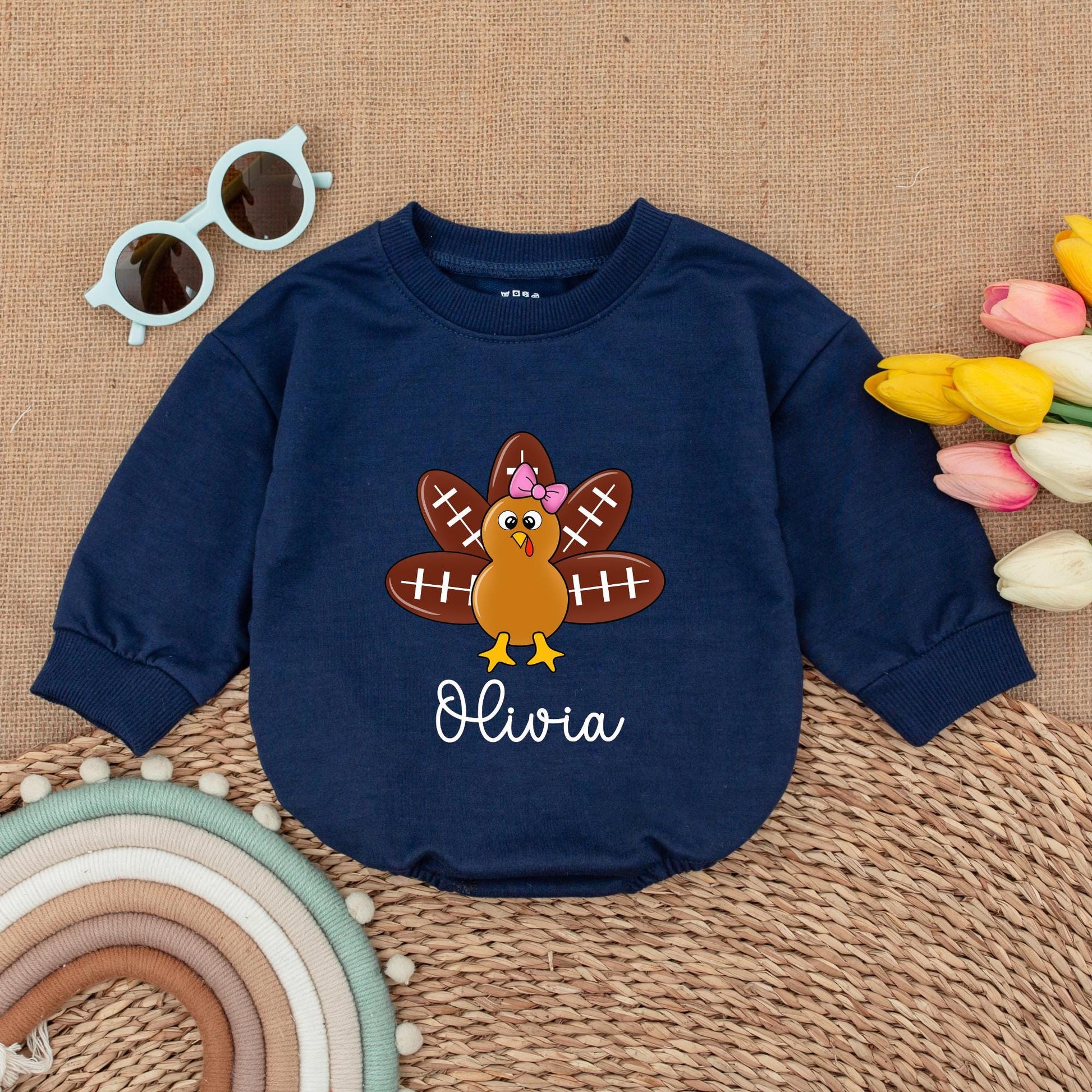 Thanksgiving Football Romper for Baby, Fall Outfit, First Thanksgiving