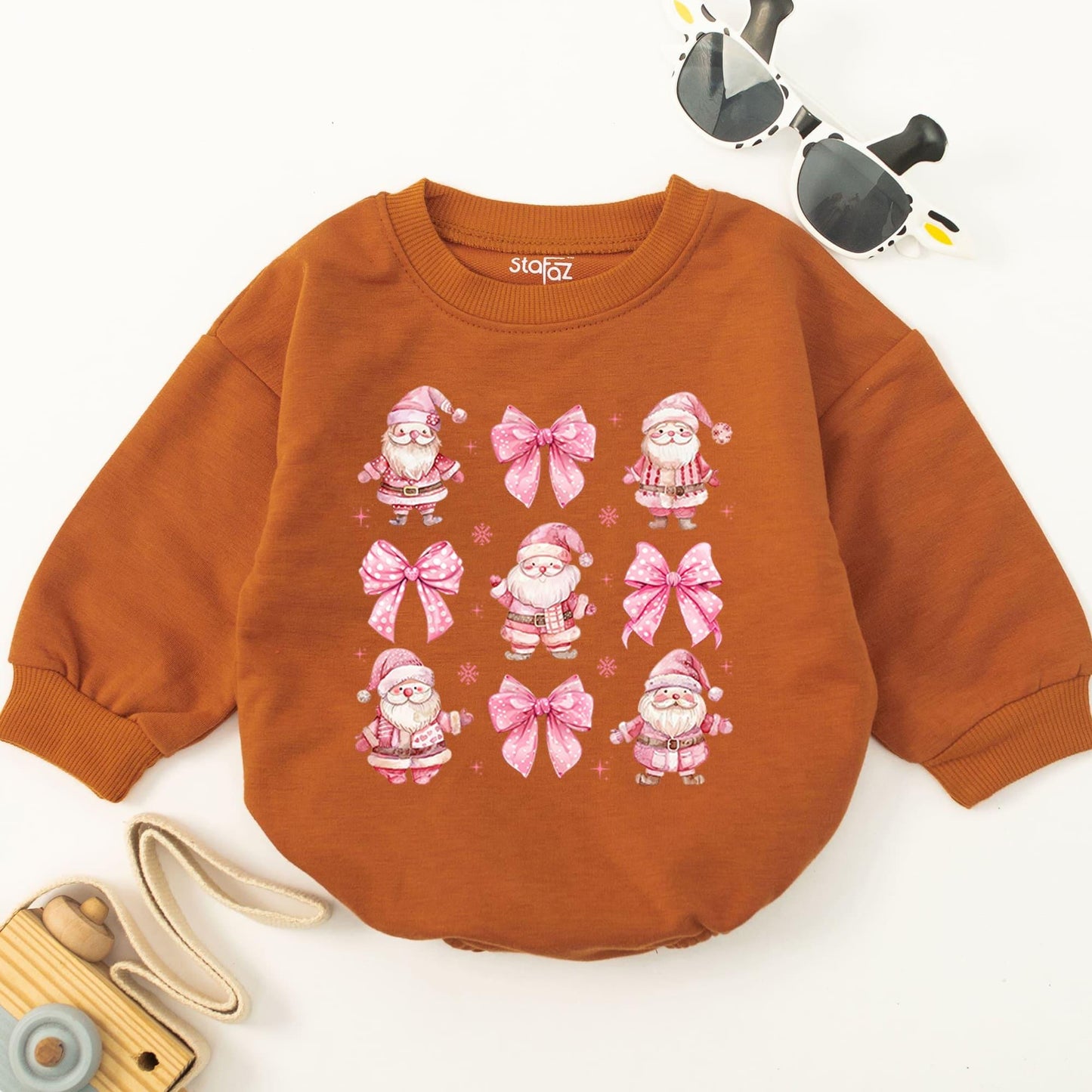 Retro Christmas Santa Baby Romper - First Holiday & Funny Outfit