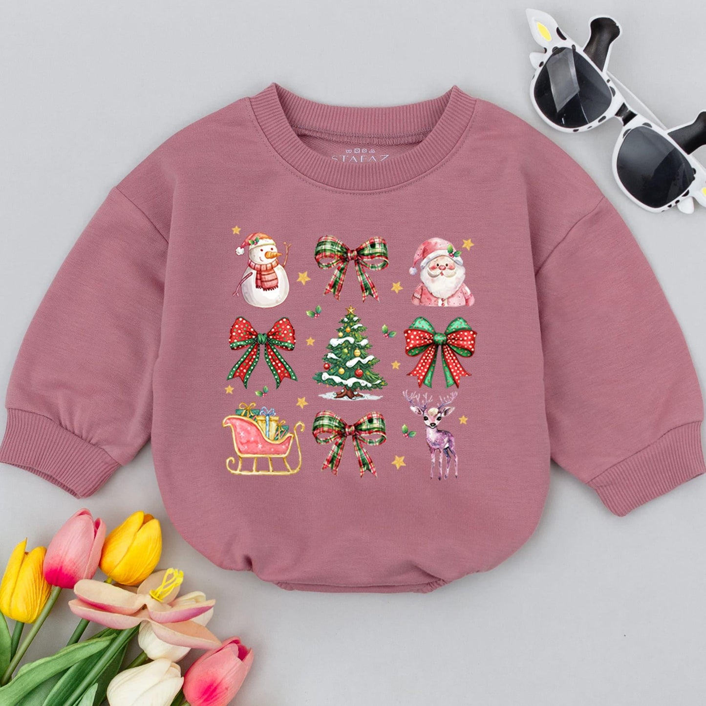 1st Christmas Reindeer Baby Romper - Holiday Outfit & Keepsake Gift