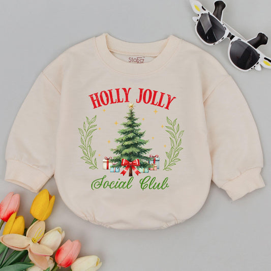 Retro Christmas Baby Romper, Funny 1st Christmas Holiday Outfit Gift