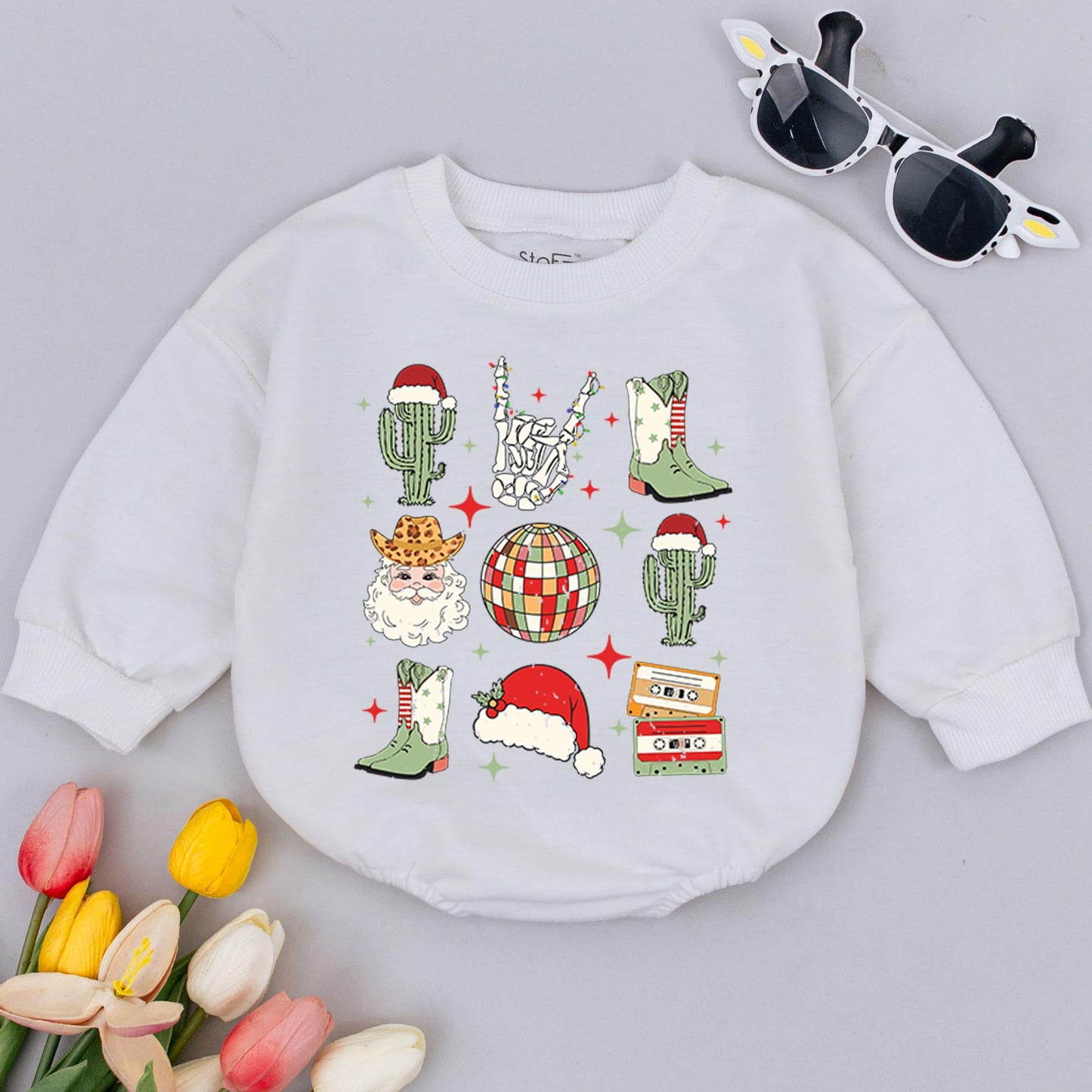 Cowgirl Christmas Bubble Romper – Baby Holiday Outfit, Cute & Cozy