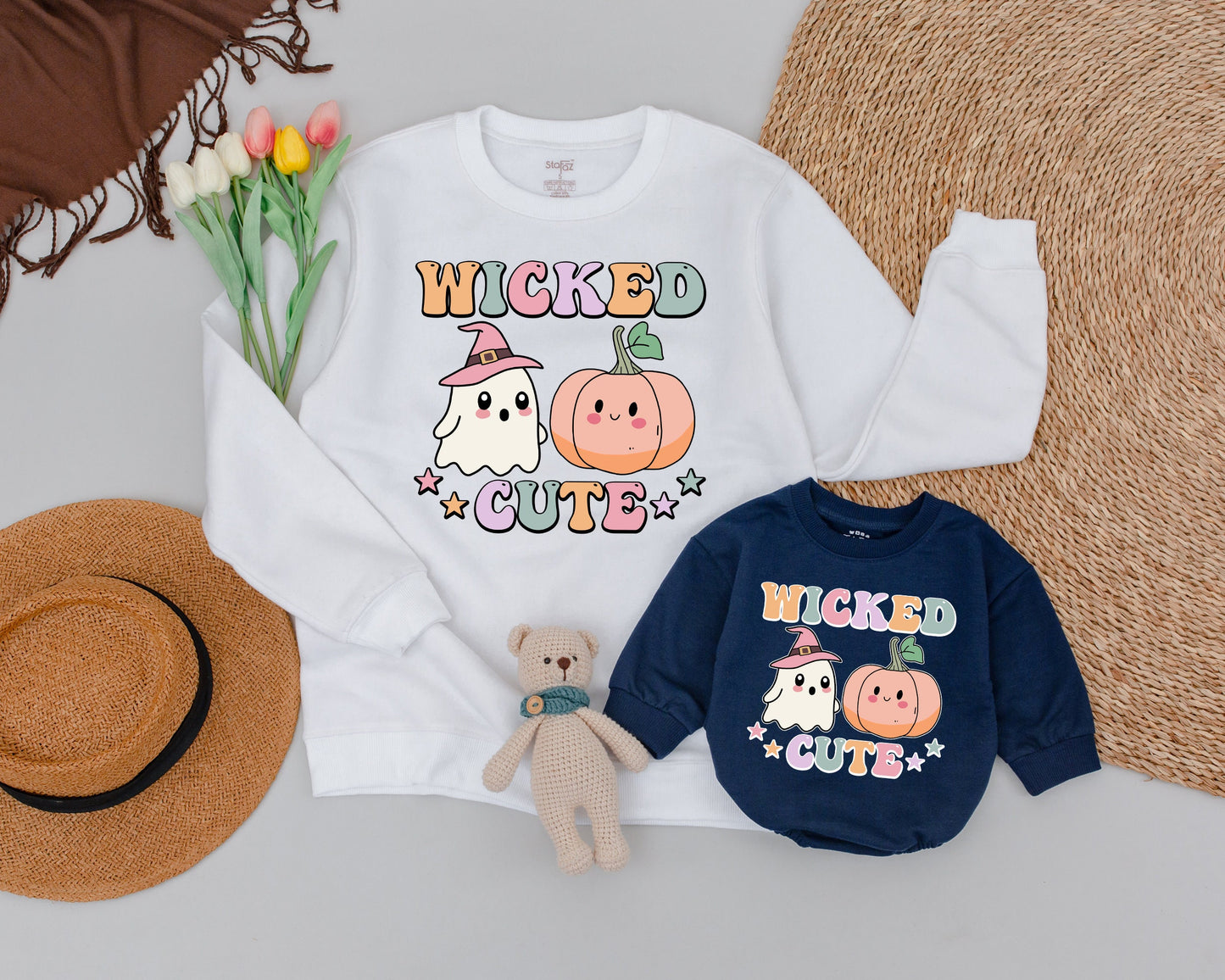 Matching Halloween Sweatshirts: Cute Mom & Baby Pumpkin Outfit