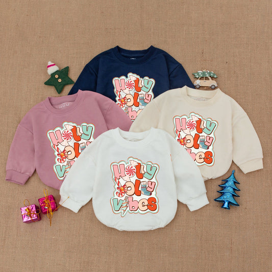 Retro Holly Jolly Baby Romper – Cozy Christmas Outfit for Infants