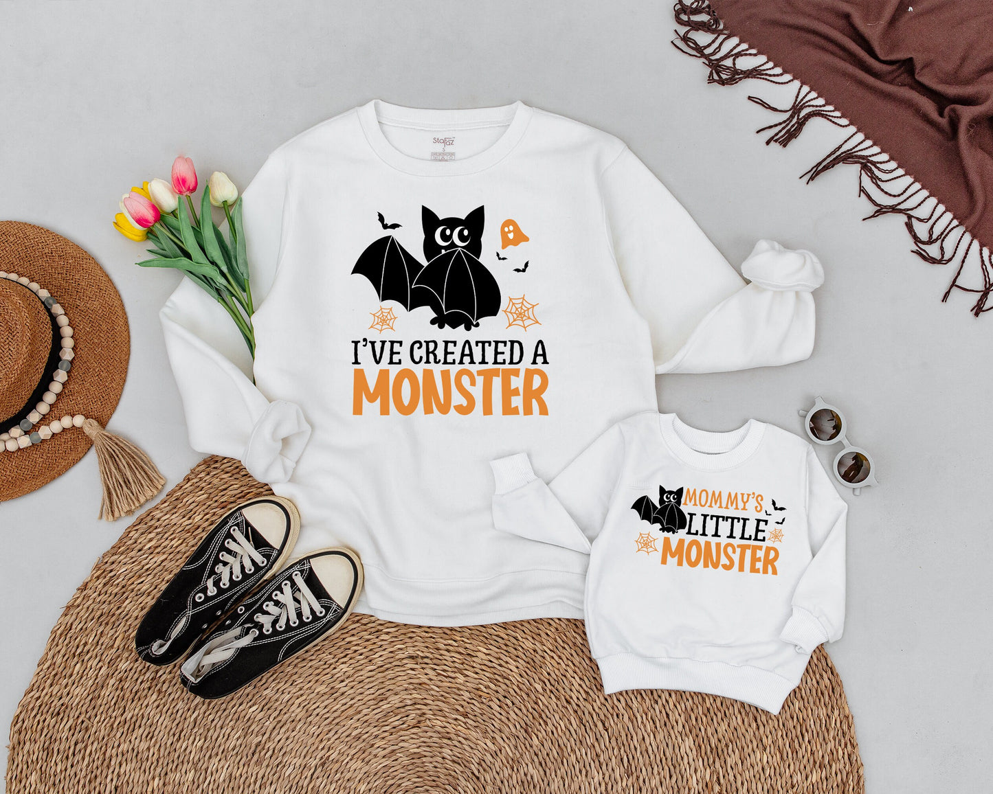 Matching Halloween Outfits: Mommy & Me Monster Sweater Set