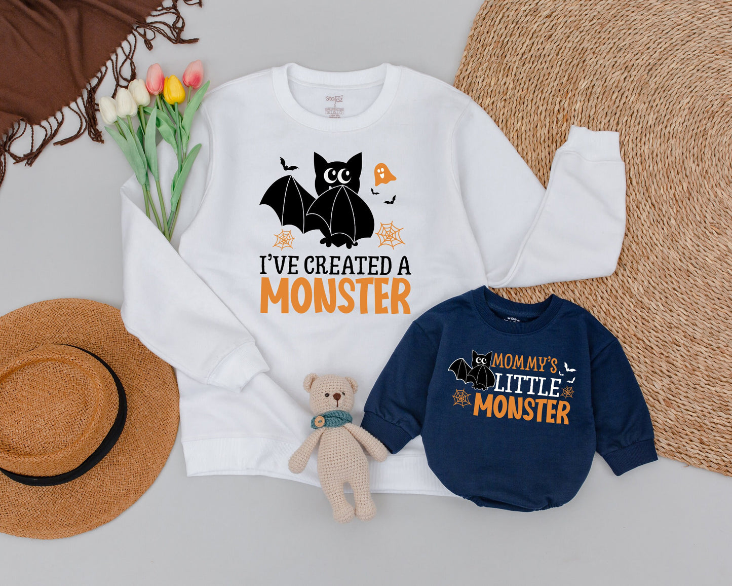 Matching Halloween Outfits: Mommy & Me Monster Sweater Set