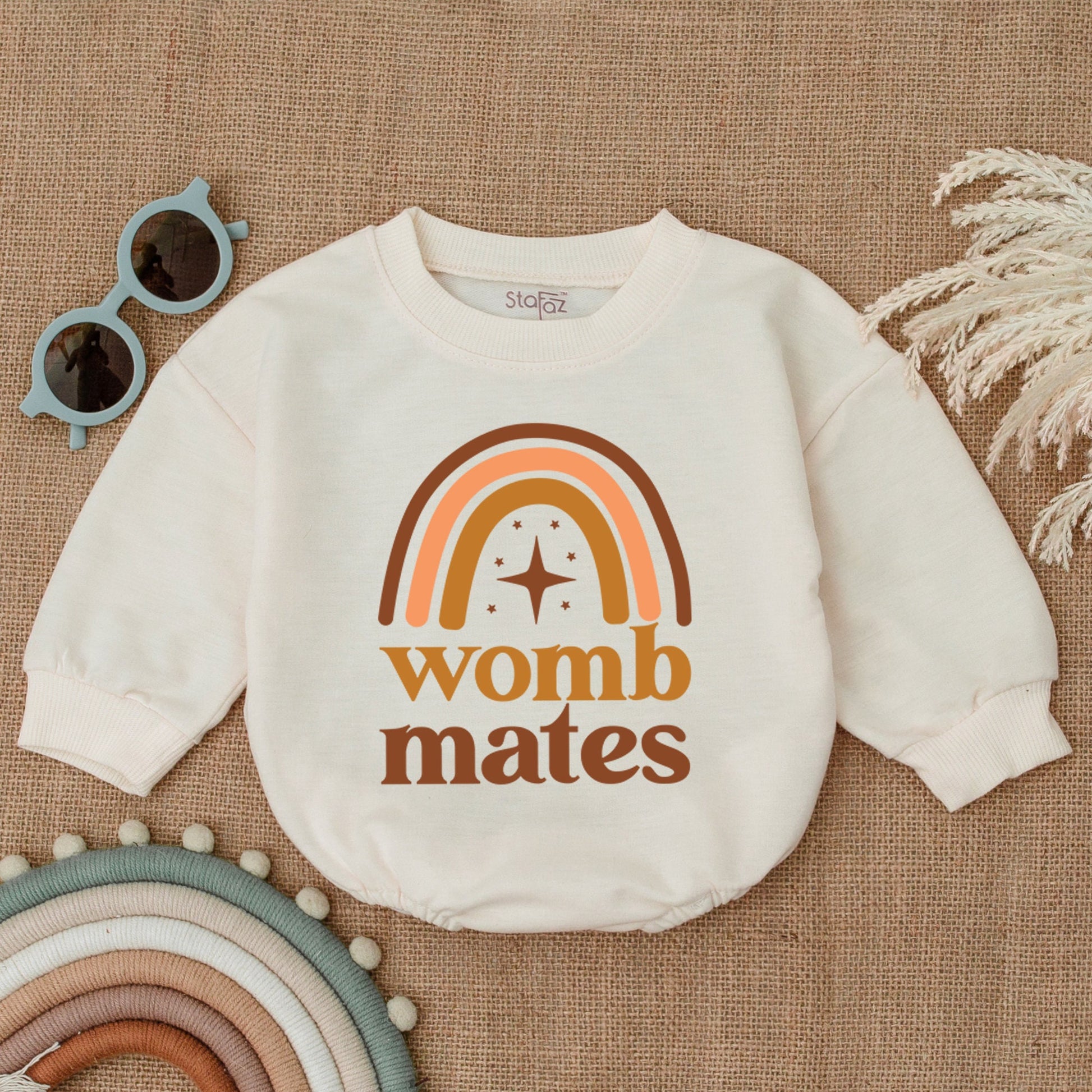 Twin Onesies, Womb Mates Twin Bodysuit - Funny & Cute Outfit for Twin Babies, Newborn Twin Boy/Girl Outfits