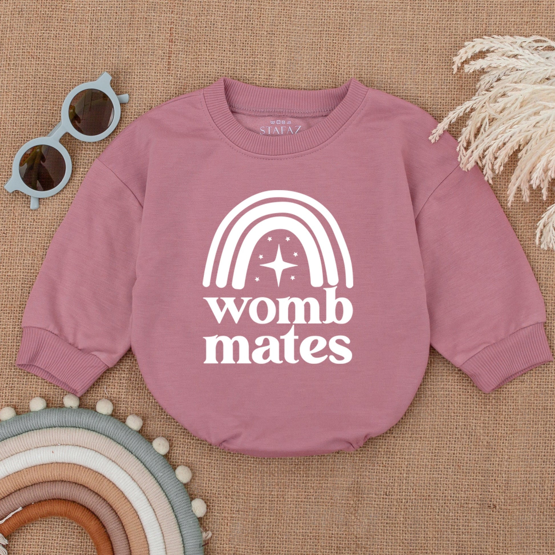 Twin Onesies, Womb Mates Twin Bodysuit - Funny & Cute Outfit for Twin Babies, Newborn Twin Boy/Girl Outfits