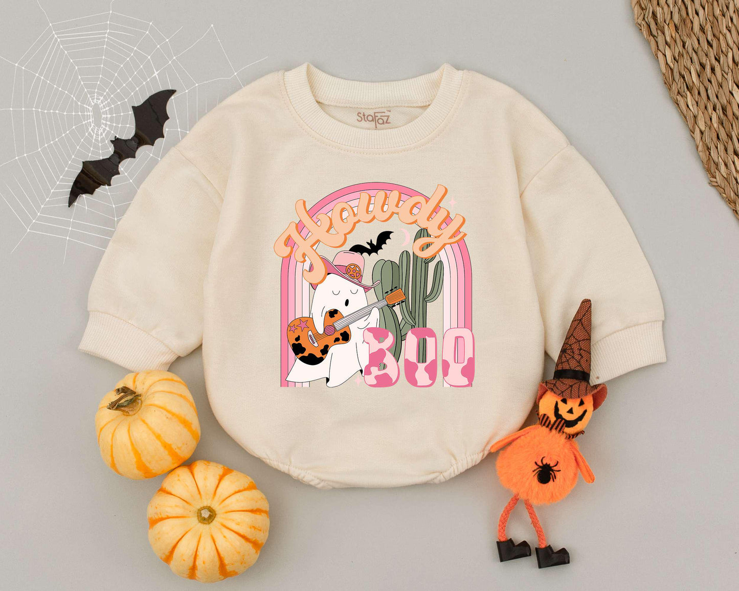 Western Halloween Baby Romper & Toddler Outfit – Cute Ghost Design