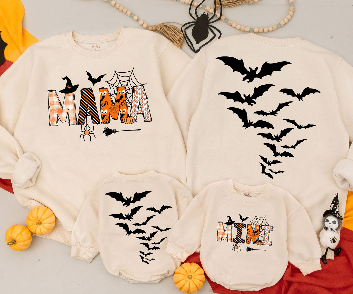 Matching Mommy & Me Halloween Set: Cozy Sweatshirt + Baby Romper