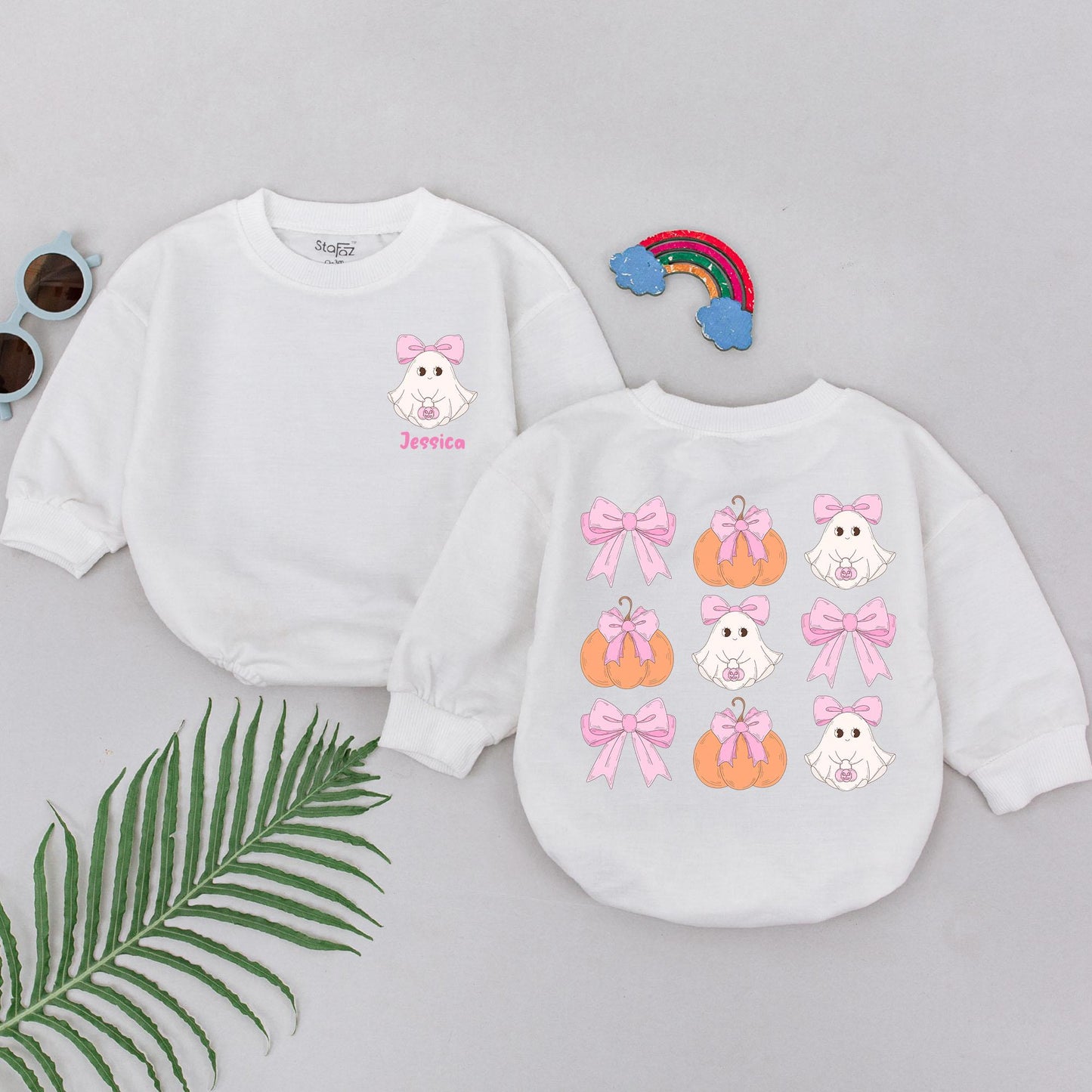 Ghostly Personalized Rompers for Baby Girls' First Halloween Fun