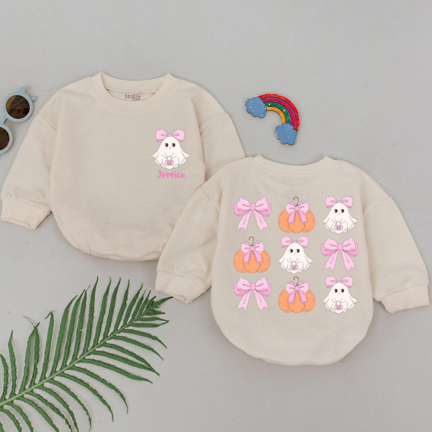 Ghostly Personalized Rompers for Baby Girls' First Halloween Fun