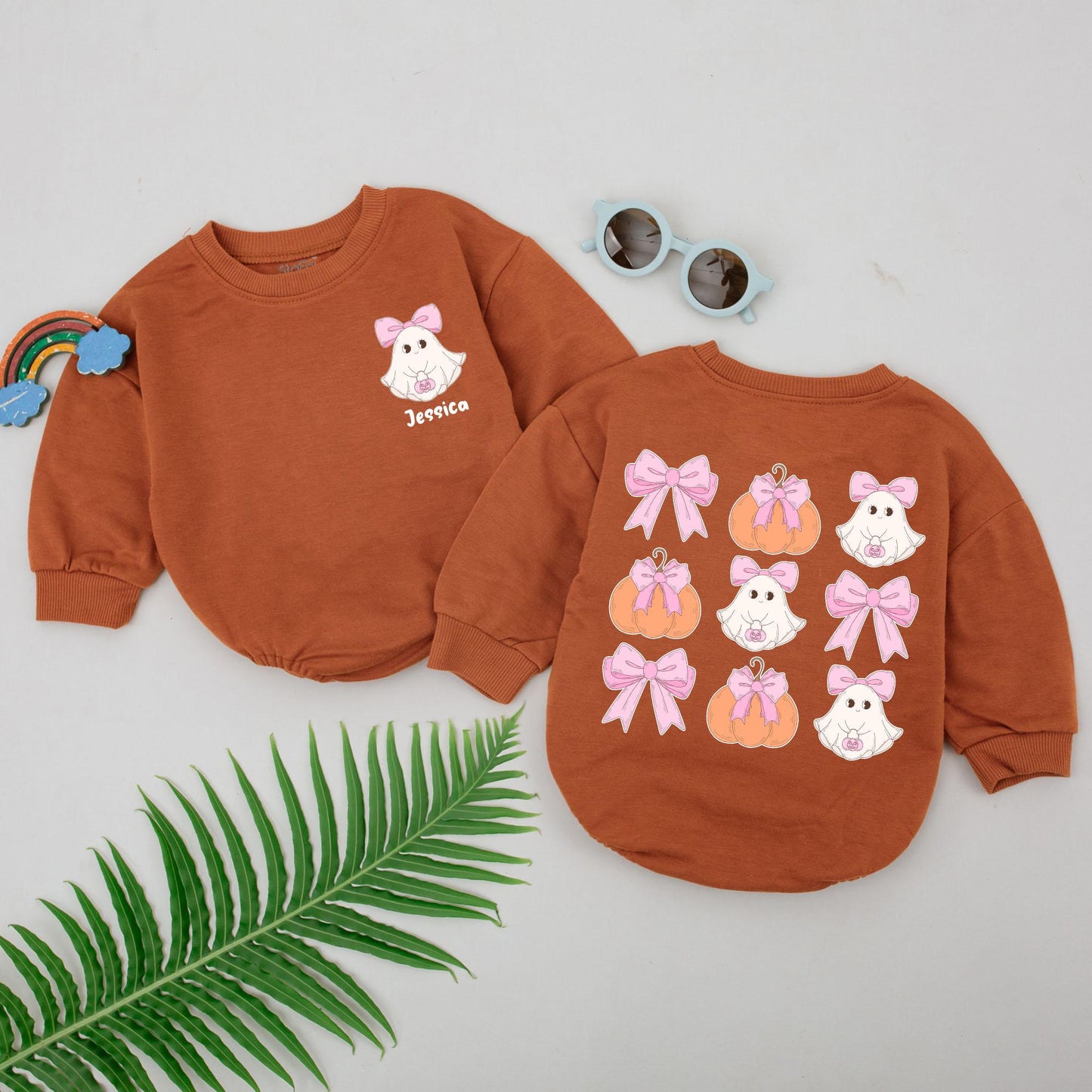 Ghostly Personalized Rompers for Baby Girls' First Halloween Fun