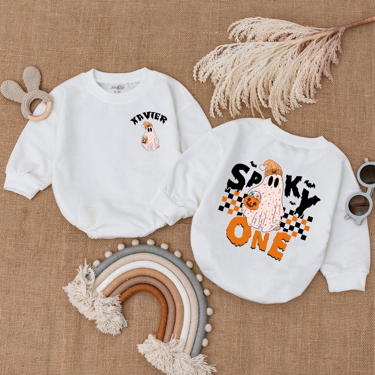 Spooky Personalized Baby Romper, First Halloween Costume Outfit