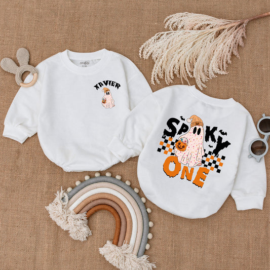 Spooky One Ghost Romper Baby Girl Halloween Outfit My First Halloween Bubble Romper Gift Baby Shower Boo Bodysuit Spooky Season