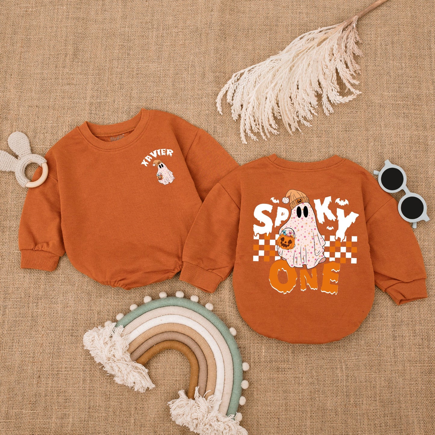 Spooky Personalized Baby Romper, First Halloween Costume Outfit