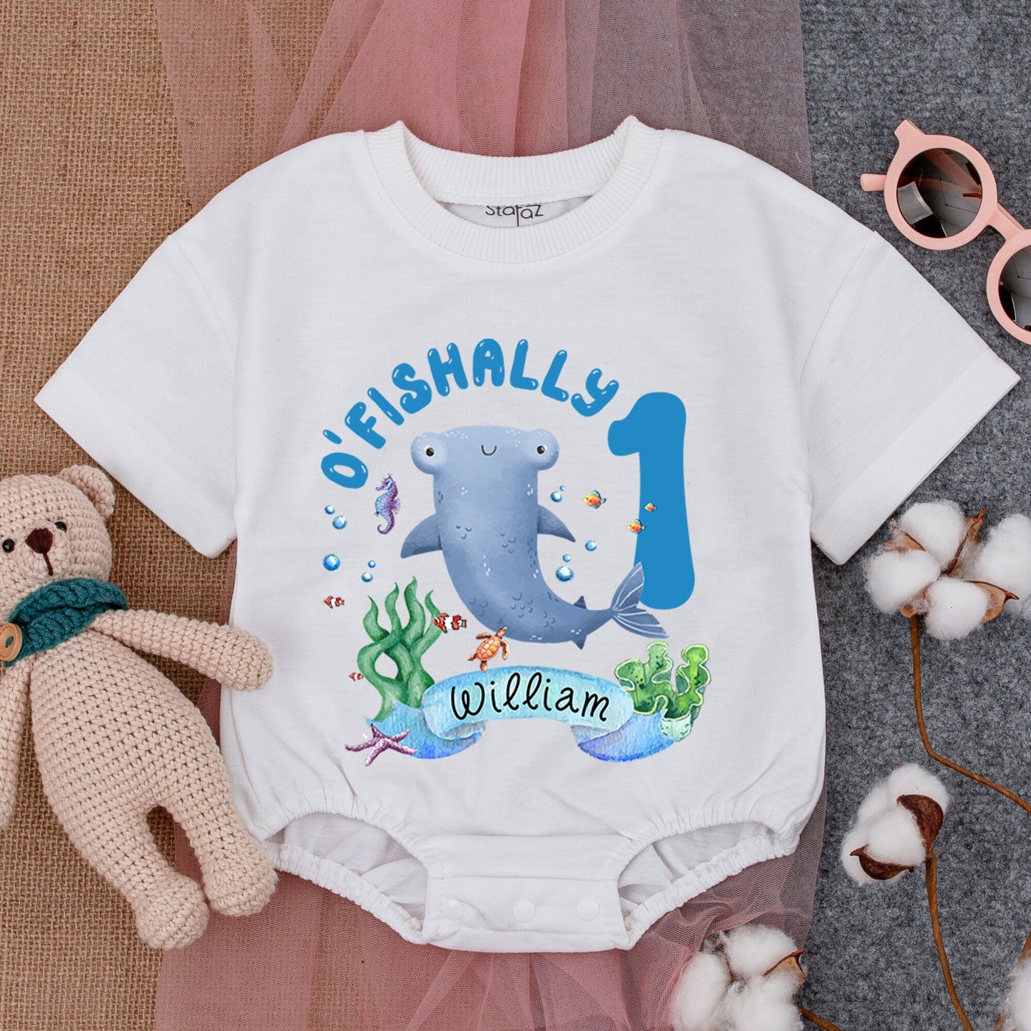 Ocean-Themed 1st Birthday Romper: Personalized Baby Party Outfit