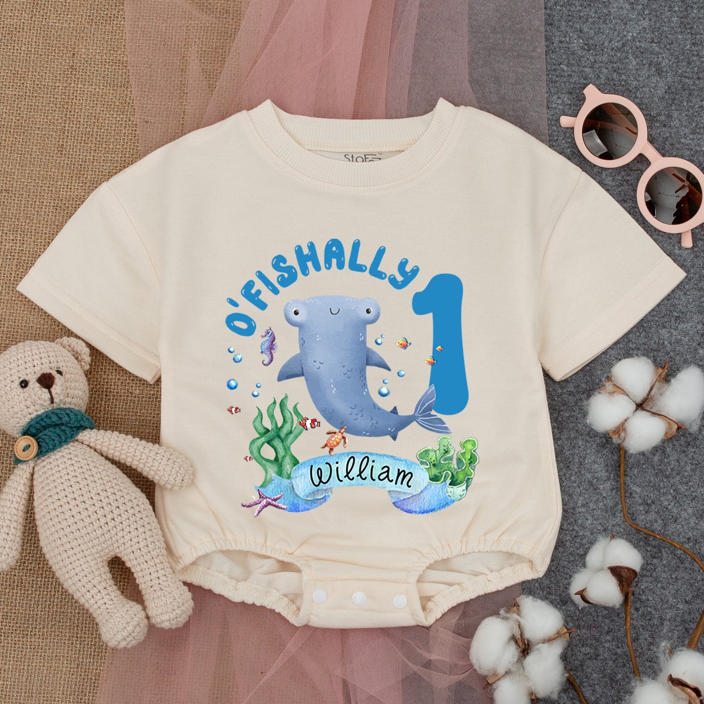 Ocean-Themed 1st Birthday Romper: Personalized Baby Party Outfit