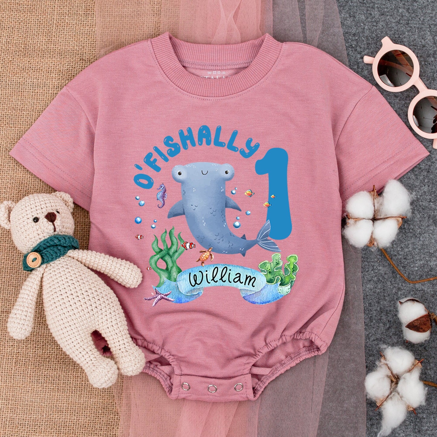 Ocean-Themed 1st Birthday Romper: Personalized Baby Party Outfit