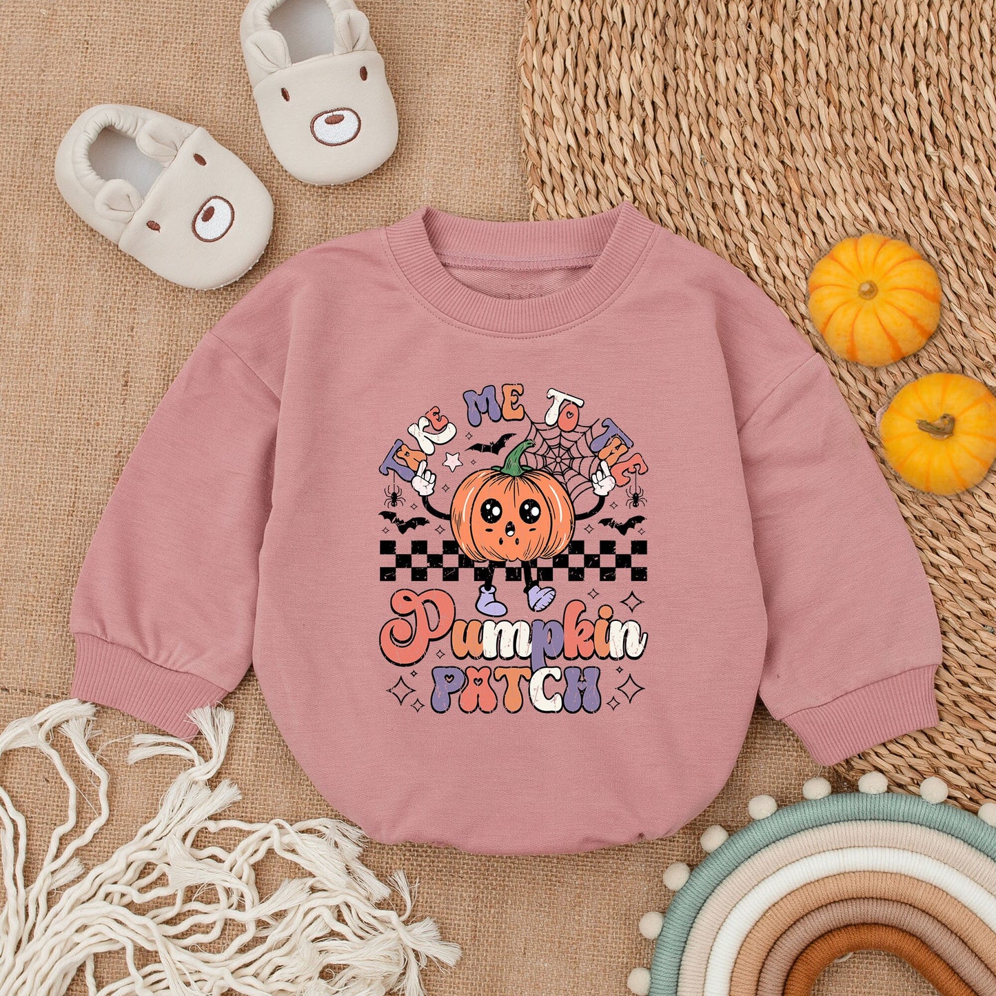 Take Me to the Pumpkin Patch Romper Cute Orange Purple Pink Halloween Baby Girl Outfit First Thanksgiving Newborn Clothes Fall Shower