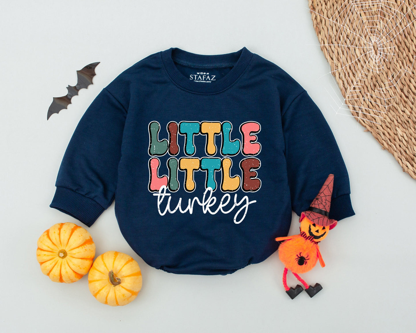 Vintage Turkey Baby Romper - 1st Thanksgiving Outfit & Fall Style