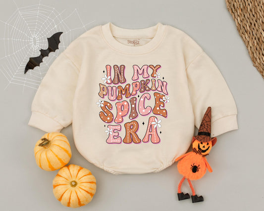 Pumpkin Spice Baby Romper & Retro Toddler Outfit - Halloween & Fall