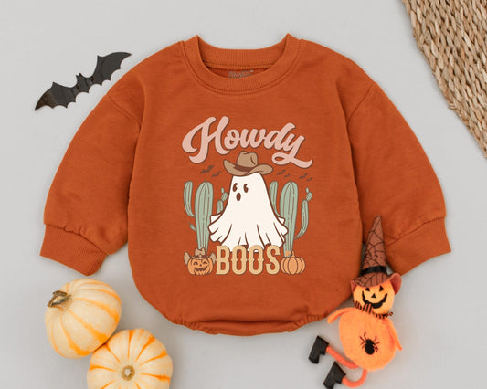 Retro Western Ghost Halloween Baby Romper - Cute Newborn Gift