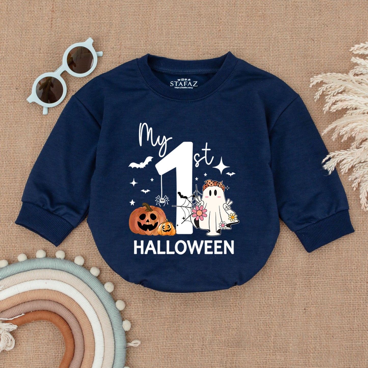 My 1st Halloween Girl Romper: Cute Ghost & Pumpkin Outfit, First Halloween Costume, Baby Shower Gift, Spooky Season Bodysuit, Fun Halloween Romper (139)