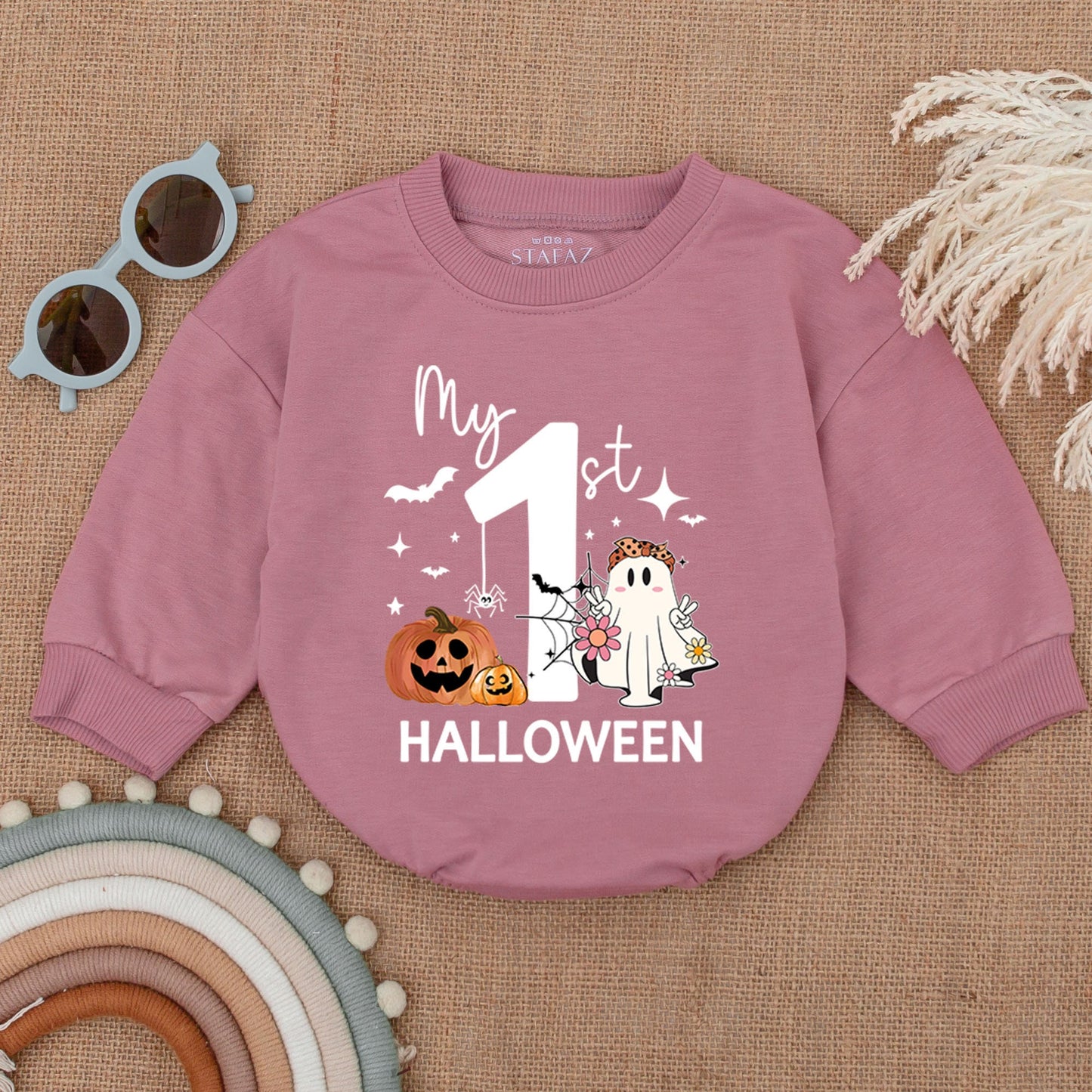My 1st Halloween Girl Romper: Cute Ghost & Pumpkin Outfit, First Halloween Costume, Baby Shower Gift, Spooky Season Bodysuit, Fun Halloween Romper (139)