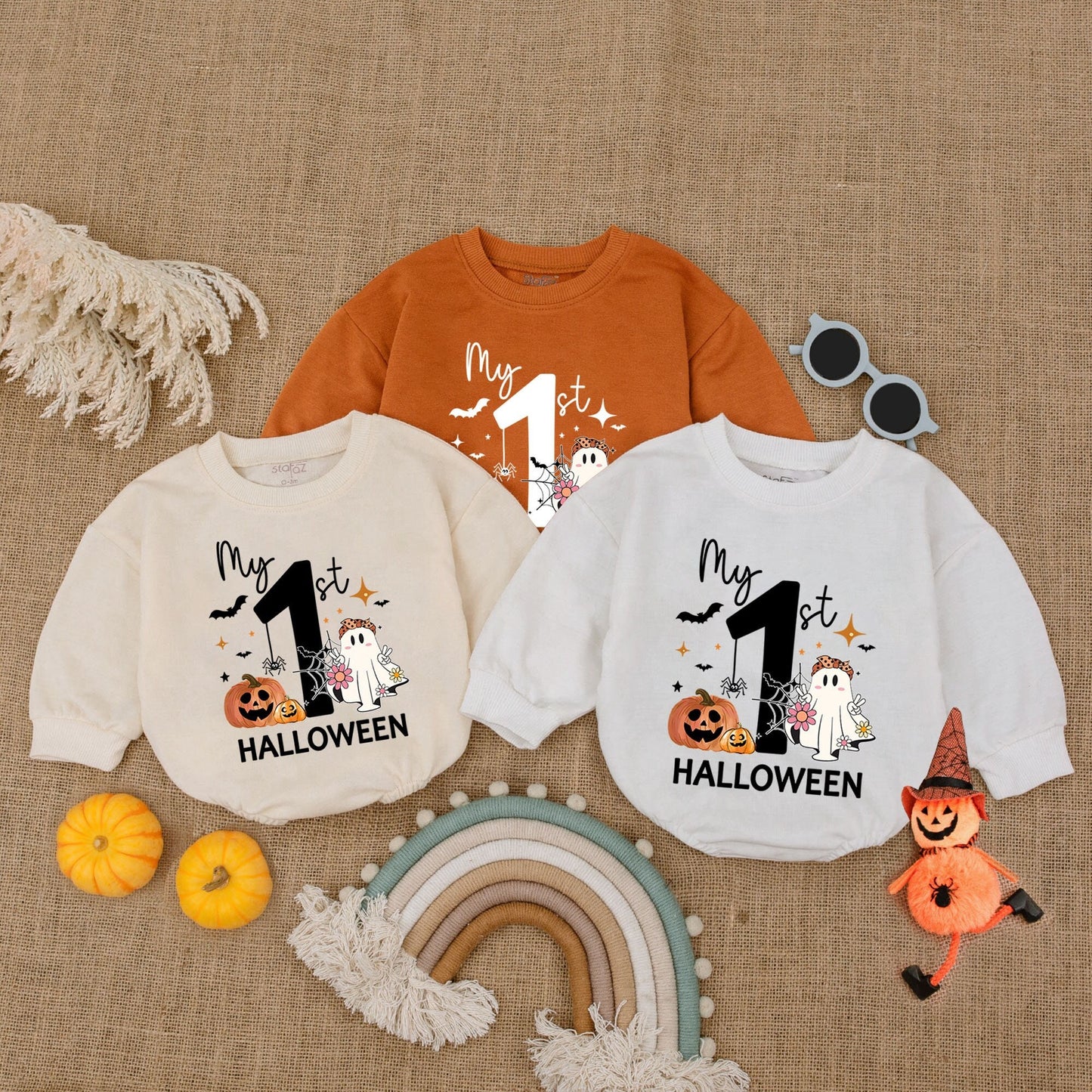 My 1st Halloween Girl Romper: Cute Ghost & Pumpkin Outfit, First Halloween Costume, Baby Shower Gift, Spooky Season Bodysuit, Fun Halloween Romper (139)