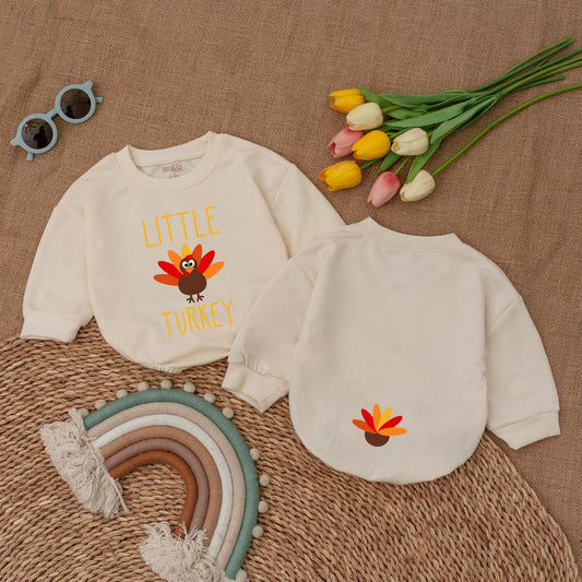 Little Turkey Thanksgiving Romper, Baby's First Thanksgiving Outfit, Cute Fall Baby Clothes, Infant Bodysuit, Playful Holiday Gift 132chars