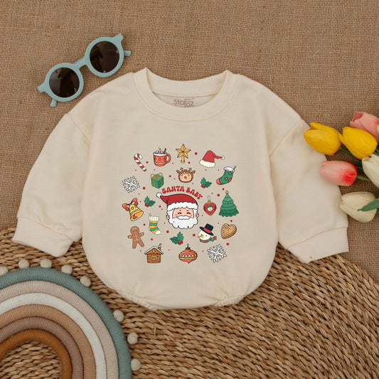 Vintage Santa Baby Romper: First Christmas Outfit & Gift Set
