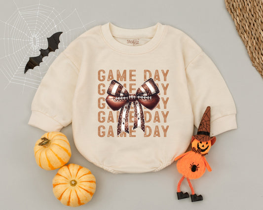 Autumn Football Baby Outfit: Cute Romper & Trendy Bodysuit Ensemble