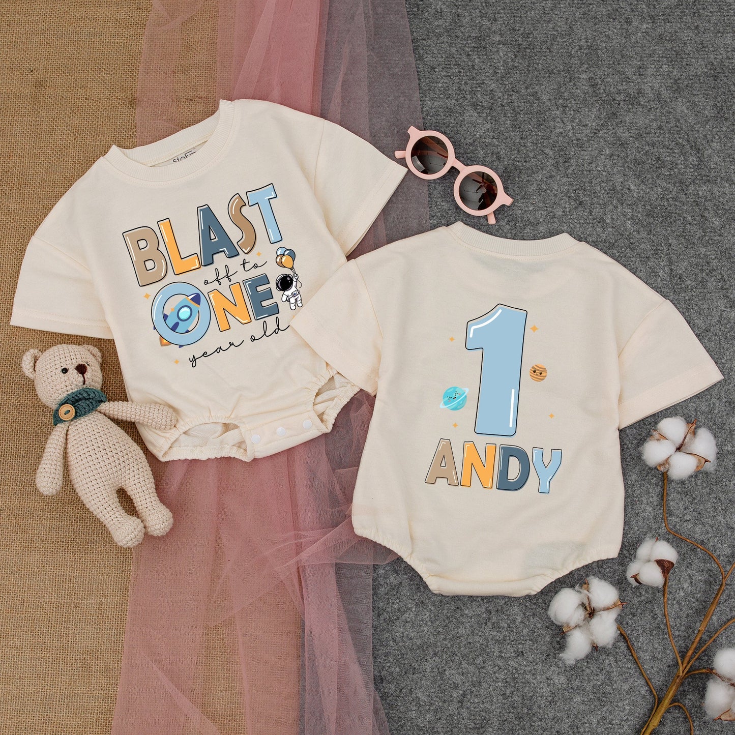 First Birthday Astronaut Romper - Airplane Party Outfit for Boys