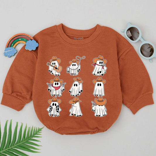 Cowboy Ghost Western Romper: Baby's First Halloween Outfit