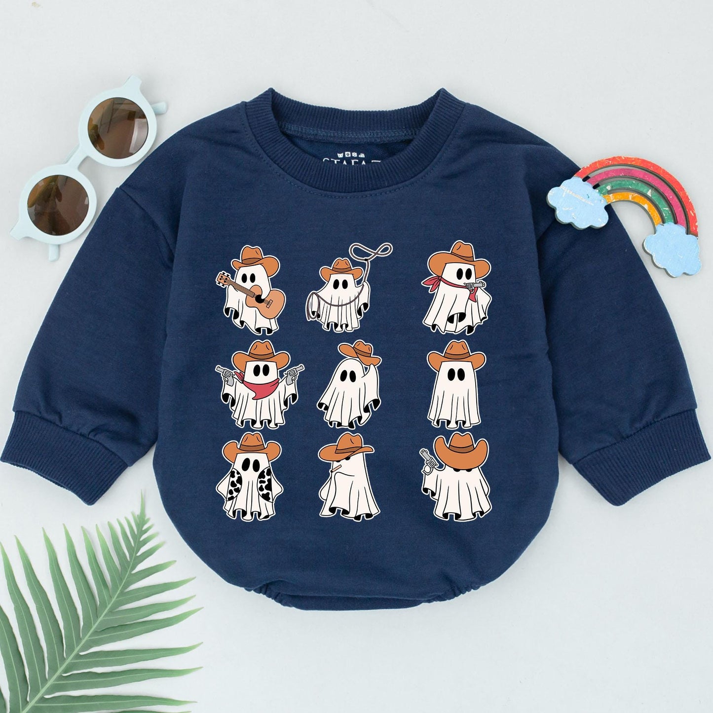 Cowboy Ghost Western Romper: Baby's First Halloween Outfit