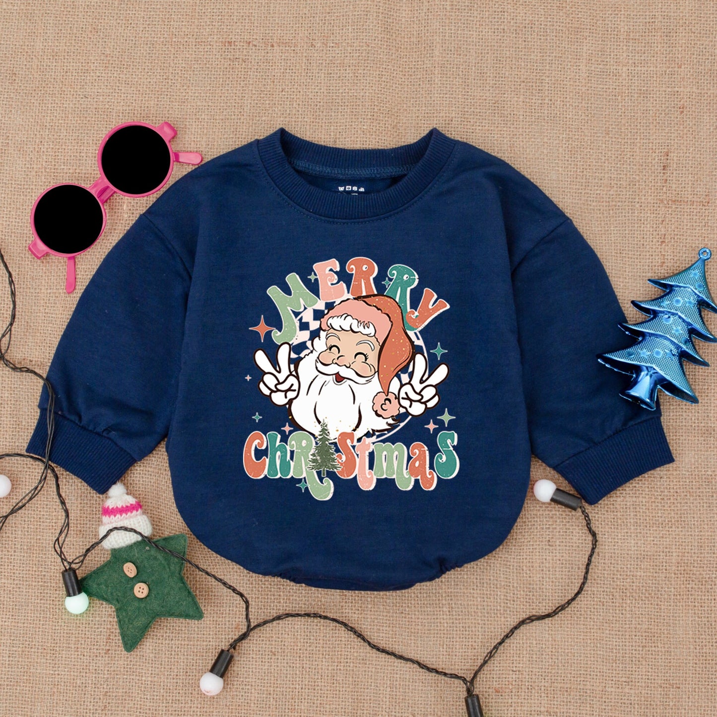 Cozy Christmas Bubble Romper, Retro Baby Outfit, Gift for Baby