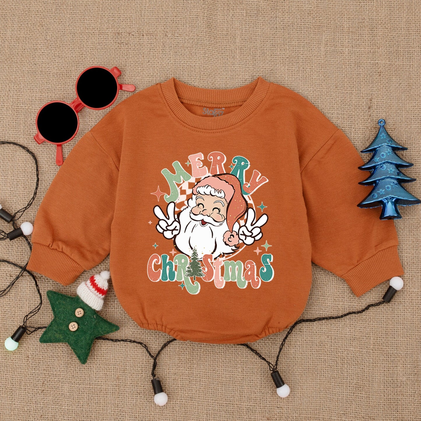 Cozy Christmas Bubble Romper, Retro Baby Outfit, Gift for Baby