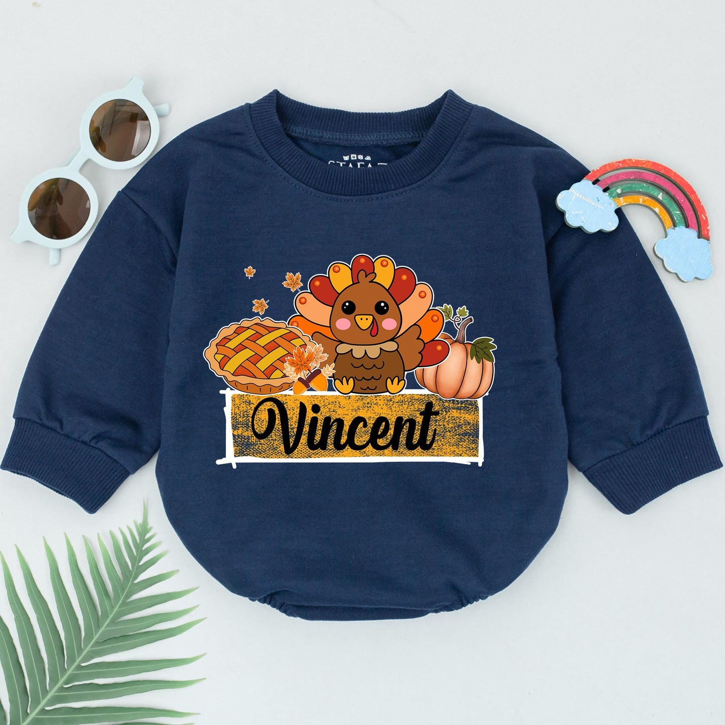 Custom Thanksgiving Romper: Personalized Baby Pumpkin Outfit 1st Bday