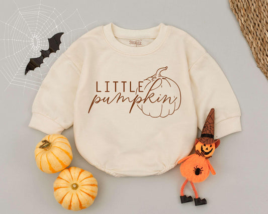 Pumpkin Romper & Retro Baby Bodysuit: Funny Fall Outfit for Halloween