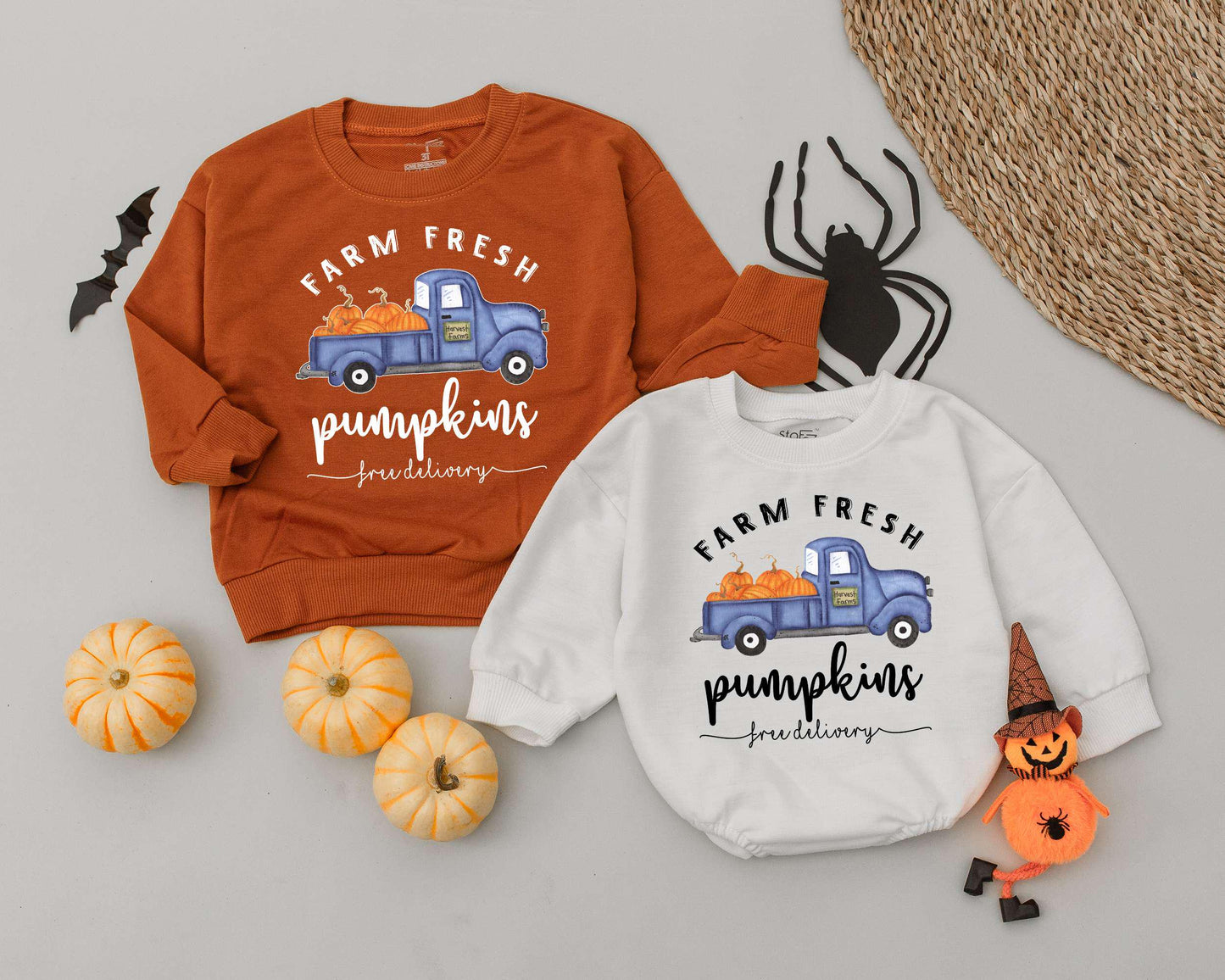 Cute Retro Halloween Romper: Farm Fresh Pumpkin Baby Outfit