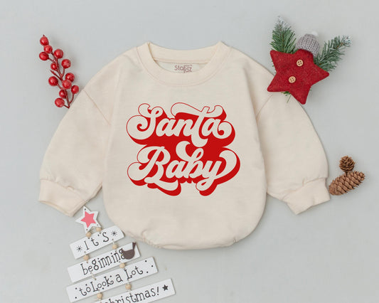Groovy Santa Baby Romper: Retro 1st Christmas & Shower Gift