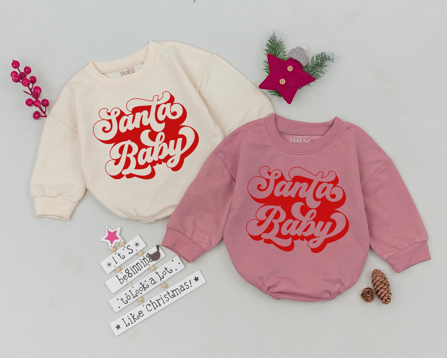 Groovy Santa Baby Romper: Retro 1st Christmas & Shower Gift